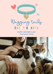 5x7 Greeting Card, Glossy, Blank Envelope with Love Collar Mom Tails design