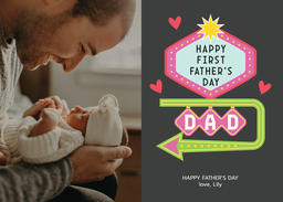 5x7 Greeting Card, Glossy, Blank Envelope with Odds On 1st Dad design