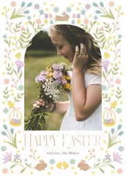 5x7 Greeting Card, Glossy, Blank Envelope with Rabbit's Garden design