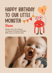 5x7 Greeting Card, Glossy, Blank Envelope with Rattle and Happy design