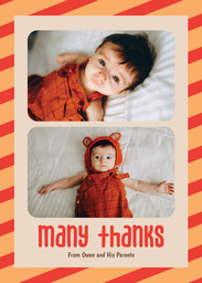 5x7 Greeting Card, Matte, Blank Envelope with Rattle and Thanks design