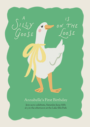 5x7 Greeting Card, Glossy, Blank Envelope with Sunday With a Goose design