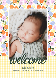 5x7 Greeting Card, Glossy, Blank Envelope with Baby Gingha Blossoms design