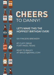 5x7 Greeting Card, Glossy, Blank Envelope with Cheers and Beers Party design