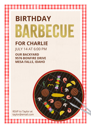 5x7 Greeting Card, Glossy, Blank Envelope with Classic Barbeque Party design