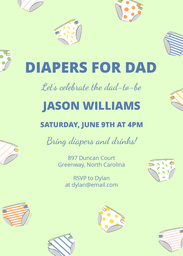 5x7 Greeting Card, Glossy, Blank Envelope with Diaper Party Celebration design