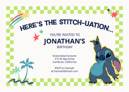 5x7 Greeting Card, Glossy, Blank Envelope with Disney Stitch Fun Party design