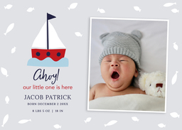 5x7 Greeting Card, Glossy, Blank Envelope with Ahoy Baby design