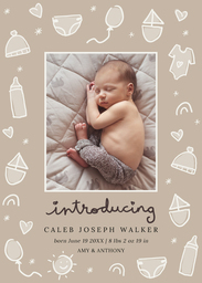 5x7 Greeting Card, Glossy, Blank Envelope with Baby Doodles design