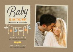 5x7 Greeting Card, Glossy, Blank Envelope with Baby Is On The Way design