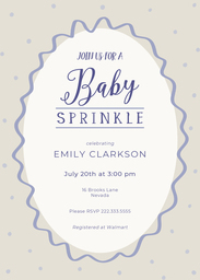 5x7 Greeting Card, Glossy, Blank Envelope with Baby Sprinkle design