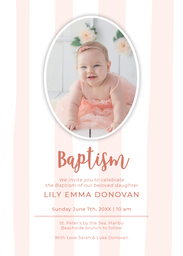 5x7 Greeting Card, Glossy, Blank Envelope with Baptism Stripes Peach design