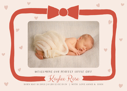 5x7 Greeting Card, Glossy, Blank Envelope with Big Red Bow design