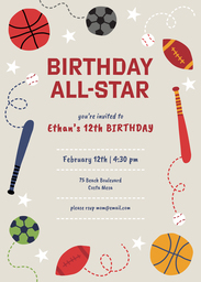 5x7 Greeting Card, Glossy, Blank Envelope with Birthday All-Star design