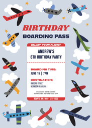 5x7 Greeting Card, Glossy, Blank Envelope with Birthday Boarding Pass design