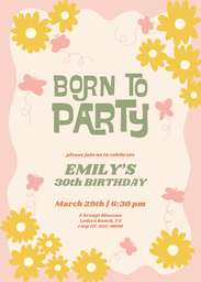 5x7 Greeting Card, Glossy, Blank Envelope with Born To Party design