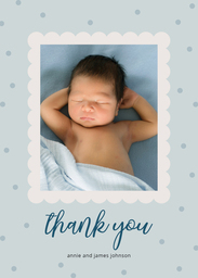 5x7 Greeting Card, Glossy, Blank Envelope with Callop Frame Thank You Blue design