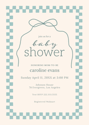 5x7 Greeting Card, Glossy, Blank Envelope with Checker And Bow design