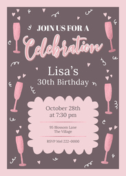 5x7 Greeting Card, Glossy, Blank Envelope with Cheers & Charm design