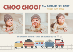 5x7 Greeting Card, Glossy, Blank Envelope with Choo Choo All Aboard design