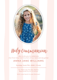 5x7 Greeting Card, Glossy, Blank Envelope with Communion Stripes Peach design