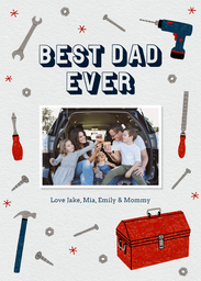 5x7 Greeting Card, Glossy, Blank Envelope with Dad's Tools design