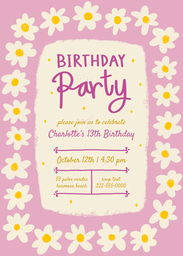 5x7 Greeting Card, Glossy, Blank Envelope with Daisy Chain Birthday design