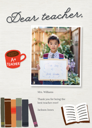 5x7 Greeting Card, Glossy, Blank Envelope with Dear Teacher design