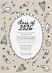 5x7 Greeting Card, Glossy, Blank Envelope with Grad Doodles design