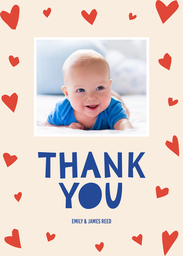 5x7 Greeting Card, Glossy, Blank Envelope with Hearty Thank You design