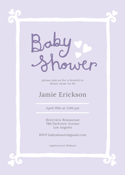 5x7 Greeting Card, Glossy, Blank Envelope with Lilac Heart design