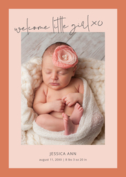 5x7 Greeting Card, Glossy, Blank Envelope with Little Girl XO design