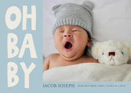 5x7 Greeting Card, Glossy, Blank Envelope with Oh Baby Boy design