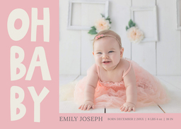 5x7 Greeting Card, Glossy, Blank Envelope with Oh Baby Girl design