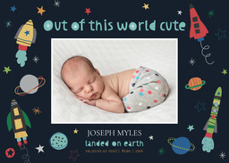 5x7 Greeting Card, Glossy, Blank Envelope with Out Of This World Cute design