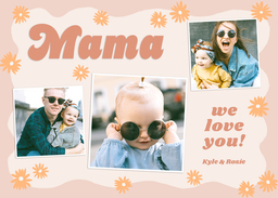 5x7 Cardstock, Blank Envelope with Retro Mama design