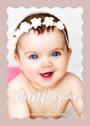 5x7 Greeting Card, Glossy, Blank Envelope with Scallop Frame Thank You design