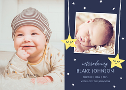 5x7 Greeting Card, Glossy, Blank Envelope with Sleepy Stars design