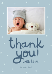 5x7 Greeting Card, Glossy, Blank Envelope with Starry Thank You design