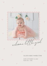 5x7 Greeting Card, Glossy, Blank Envelope with Welcome Little Girl design
