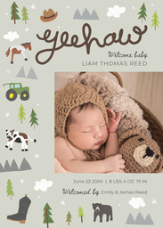 5x7 Greeting Card, Glossy, Blank Envelope with Yeehaw design