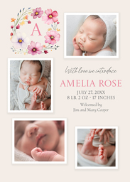 5x7 Greeting Card, Glossy, Blank Envelope with Delicate Wildflower design