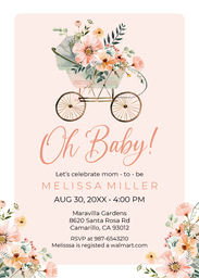 5x7 Greeting Card, Glossy, Blank Envelope with Oh Baby Bloom design