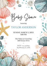 5x7 Greeting Card, Glossy, Blank Envelope with Seaside Celebration design