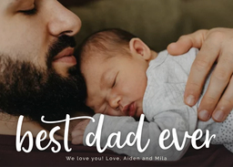 5x7 Greeting Card, Glossy, Blank Envelope with Best Dad Ever Script design