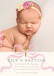 5x7 Greeting Card, Glossy, Blank Envelope with Bow Baptism Invitation design