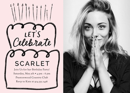 5x7 Greeting Card, Glossy, Blank Envelope with Cake Doodle Invitation design