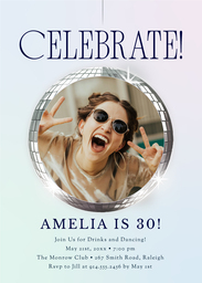 5x7 Greeting Card, Glossy, Blank Envelope with Disco Ball Invitation design