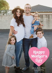 5x7 Cardstock, Blank Envelope with Happy Mother's Day Heart design