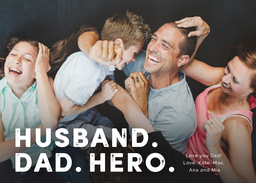 5x7 Greeting Card, Glossy, Blank Envelope with Husband Dad Hero design